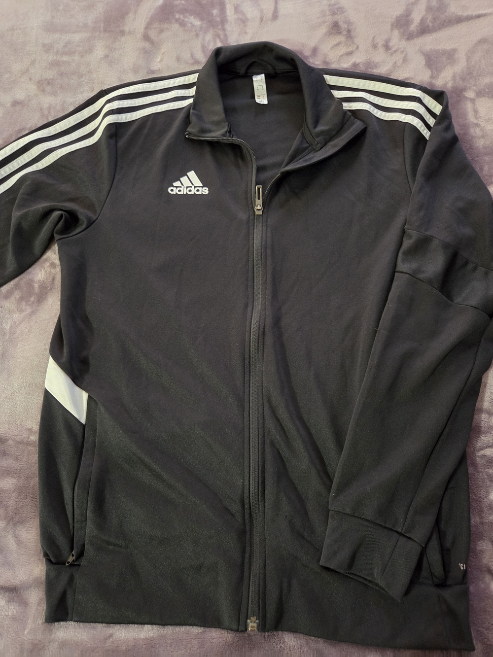 Adidas Black Track Jacket with White Stripe